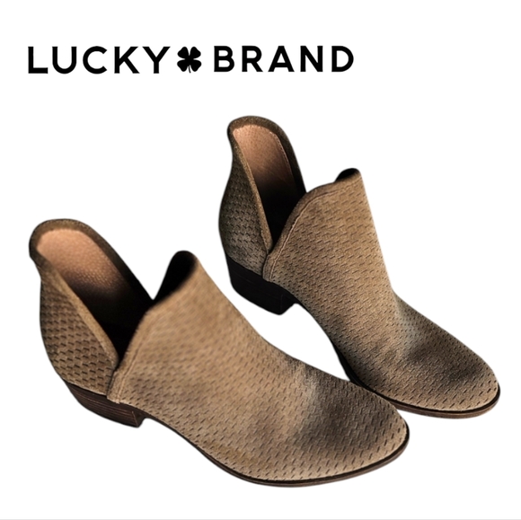 Lucky Brand Shoes - Lucky Brand 8.5 Tan Beige Suede Booties Ankle Boots